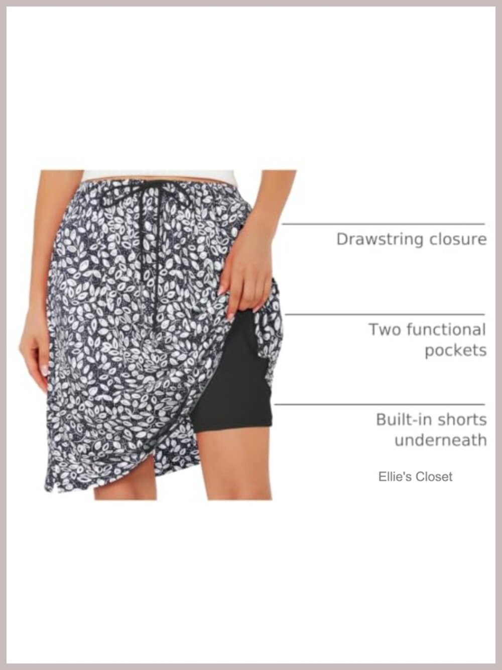 Women's Skort With Pockets Knee Length Athletic Golf Tennis Yoga Drawstring View 3
